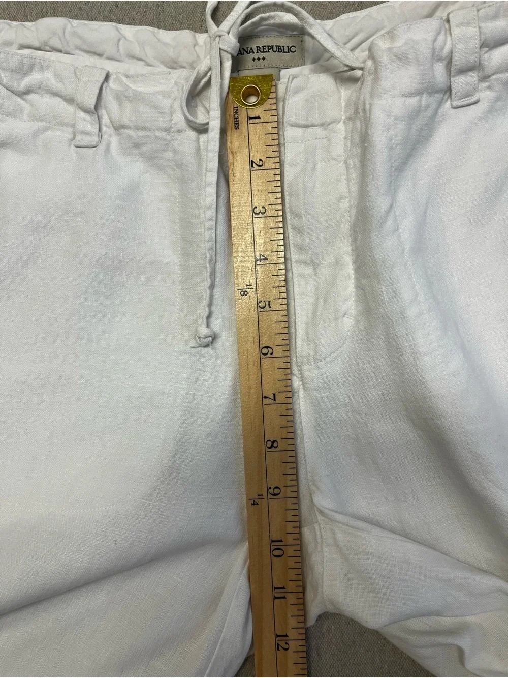 Banana Republic White Linen Drawstring Pants Women’s Size 12 Wide Leg